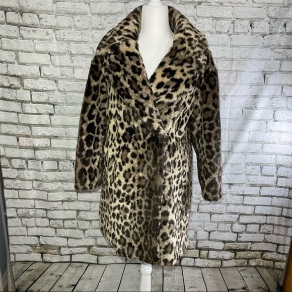 BCBG Tan Leopard Ariel Wool-Blend Peacoat XS - Picture 3 of 15